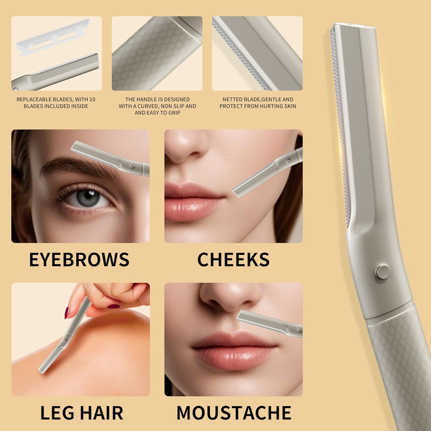 Eyebrow & Face Grooming Kit – Razor, Scissors, Tweezers & Replaceable Blades